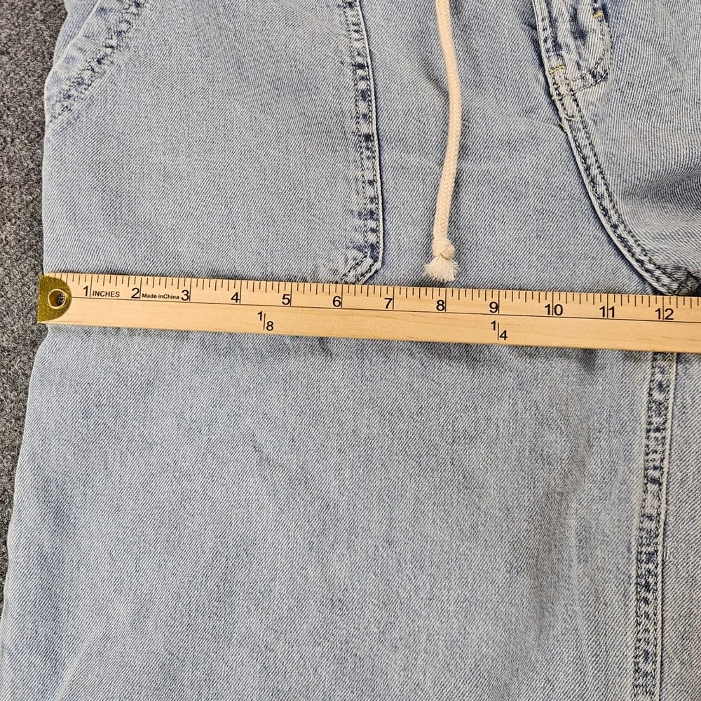 Lucky Brand Womens Light Wash Wide Leg Drawstring Denim Jeans Raw Hem Large